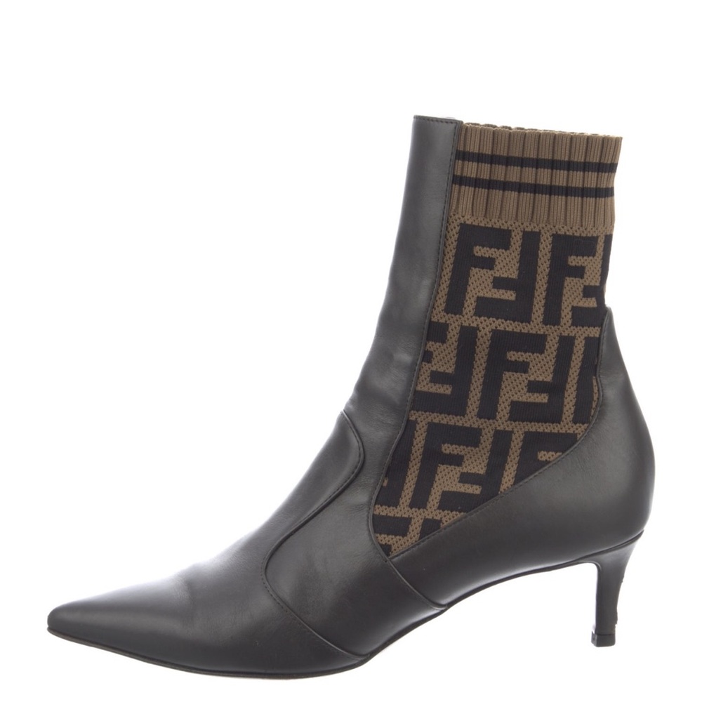 Fendi zucca FF Logo leather sock boots
